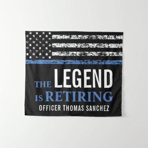 Thin Blue Line Flag Police Retirement Party Tapestry