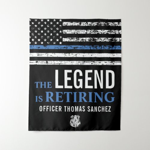 Thin Blue Line Flag Police Retirement Party Tapestry