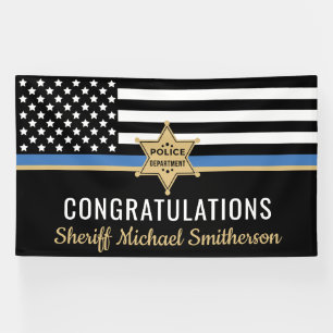 Thin Blue Line Flag Police Sheriff Retirement Banner