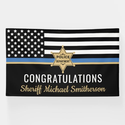 Thin Blue Line Flag Police Sheriff Retirement Banner