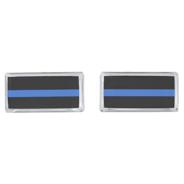 Thin Blue Line Flag police solidarity symbol usa a Cufflinks (Front)