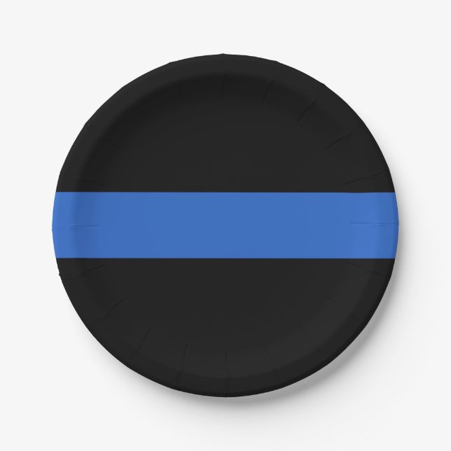 Thin Blue Line Flag police solidarity symbol usa a Paper Plates (Front)
