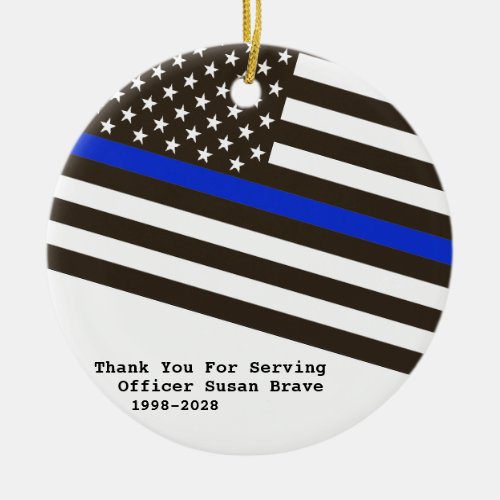  Thin Blue Line Flag Police Thank You Photo Ceramic Ornament