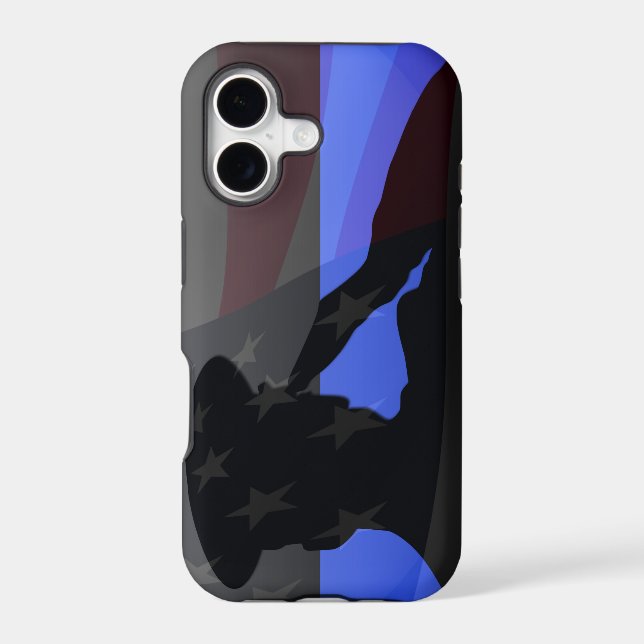Thin Blue Line - Flag Salute Iphone Case (Back)