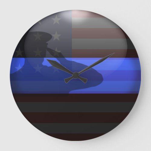 Thin Blue Line _ Flag Salute Large Clock