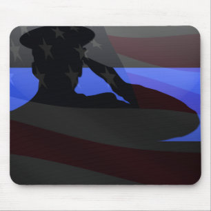 Thin Blue Line - Flag Salute Mouse Pad