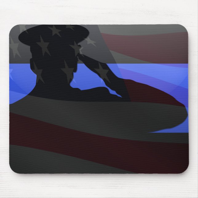 Thin Blue Line - Flag Salute Mouse Pad (Front)