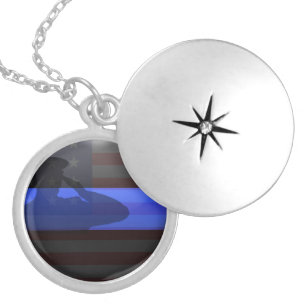 Thin Blue Line - Flag Salute Silver Plated Necklace