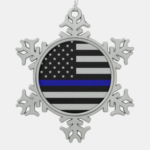 Thin Blue Line Flag Snowflake Ornament