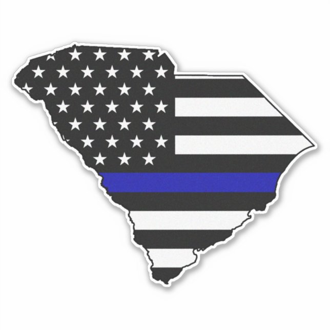 Thin Blue Line Flag South Carolina Sticker (Front)
