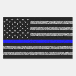 THIN BLUE LINE FLAG SUPPORT POLICE  RECTANGULAR STICKER