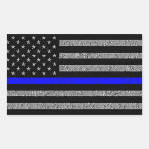 THIN BLUE LINE FLAG SUPPORT POLICE RECTANGULAR STICKER