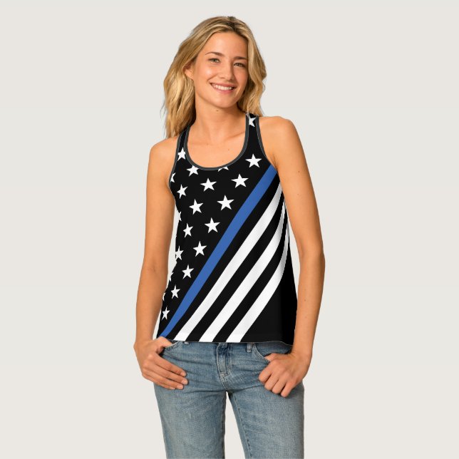 Thin Blue Line Flag Tank Top (Front Full)