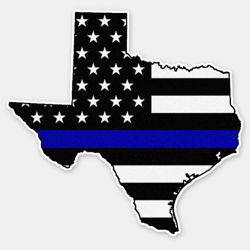 Thin Blue Line Flag Texas Sticker