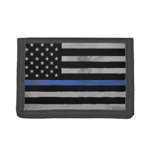 Thin Blue Line Flag Trifold Wallet