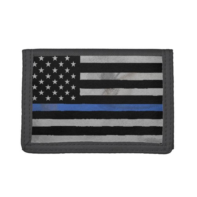 Thin Blue Line Flag Trifold Wallet (Front)