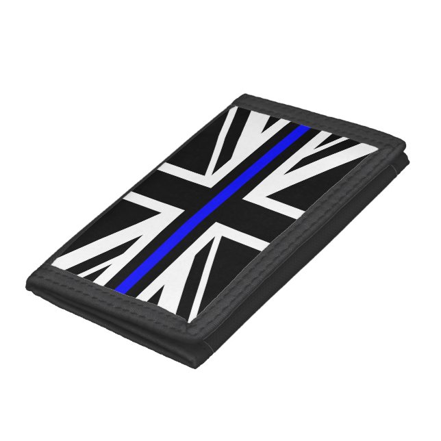 Thin Blue Line Flag united kingdom police cop symb Trifold Wallet (Bottom)