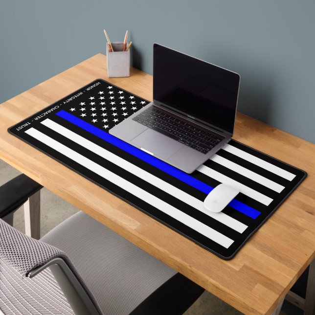 Thin Blue Line Flag (United States) Desk Mat (Office 2)