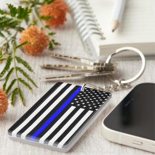 Thin Blue Line Flag (United States) Keychain