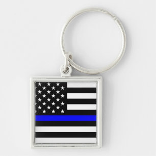 Thin Blue Line Flag (United States) Keychain