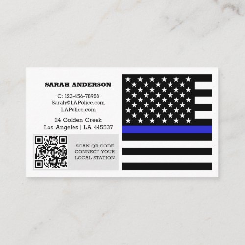 Thin Blue Line Flag USA Police  Personalized Business Card