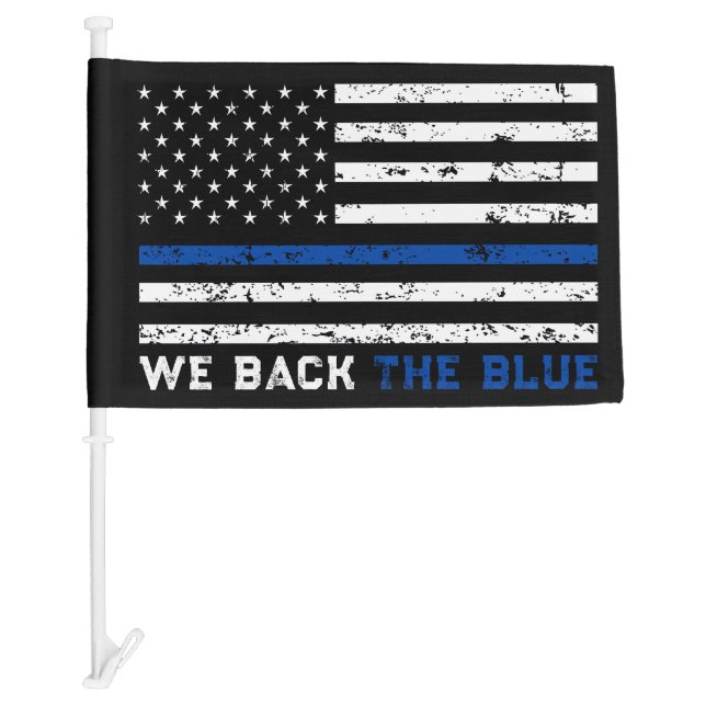 Thin blue line Flag We back the Blue pro police (Front)