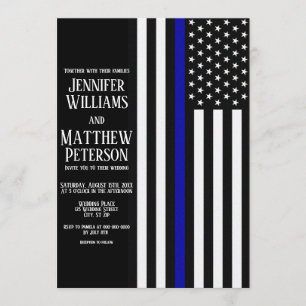 Thin Blue Line Flag Wedding Invitation