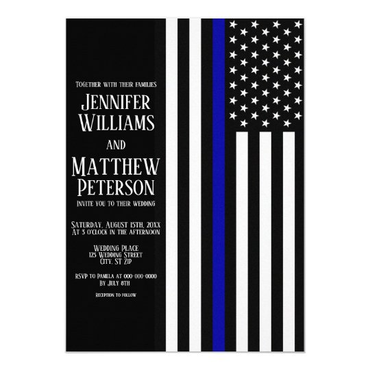 Thin Blue Line Flag Wedding Invitation | Zazzle.com