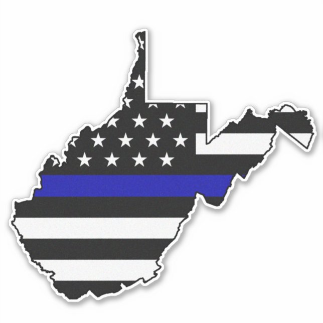 Thin Blue Line Flag West Virginia Sticker (Front)