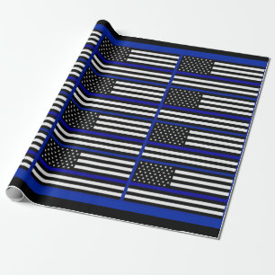 Thin Blue Line Flag Wrapping Paper
