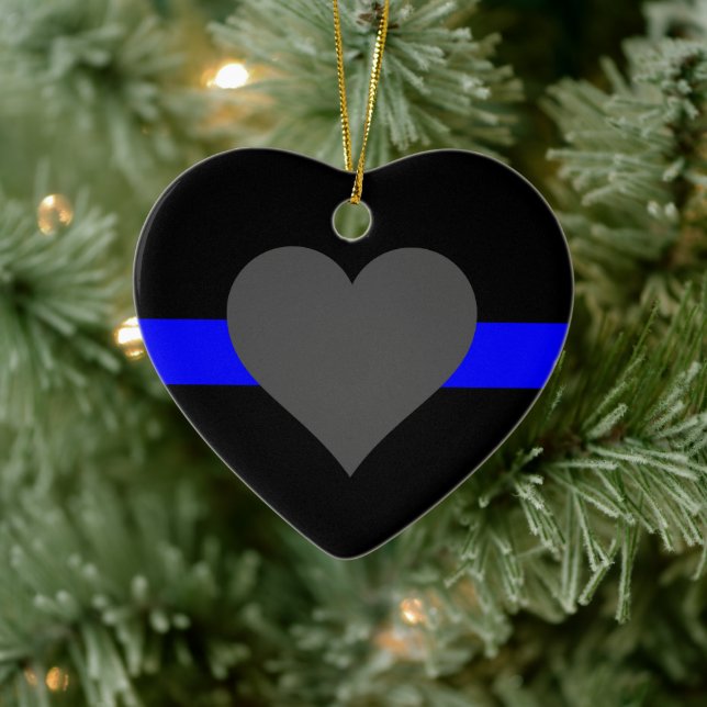 Thin Blue Line - For Those Who Serve Ceramic Ornament (Tree)