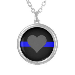 Thin Blue Line - For Those Who Serve Silver Plated Necklace