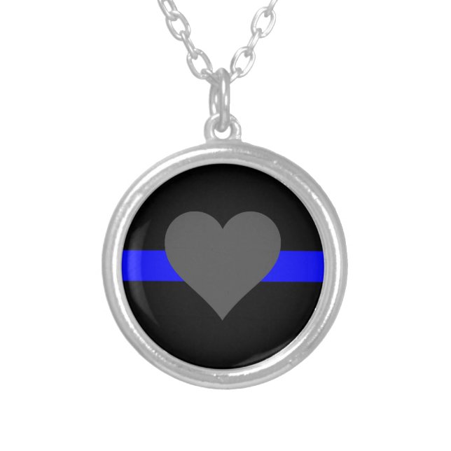Thin Blue Line - For Those Who Serve Silver Plated Necklace (Front)