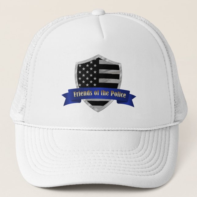 Thin Blue Line Friends of the Police Shield Trucker Hat (Front)