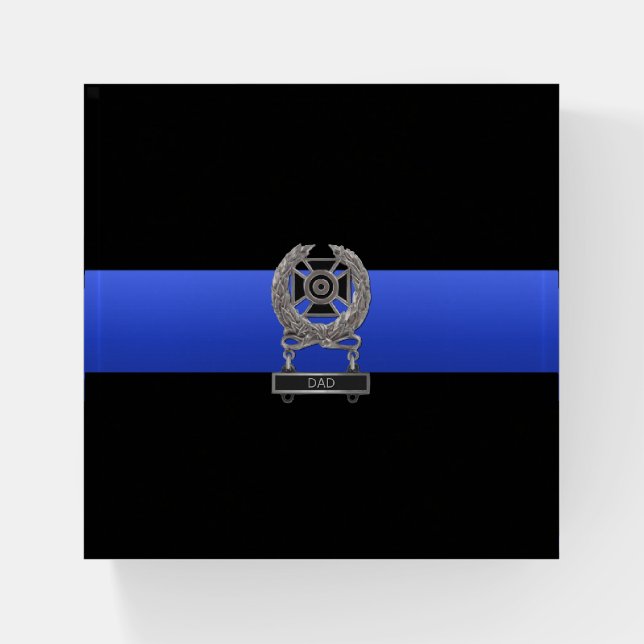 Thin Blue Line Funny Expert Dad Medal Paperweight (Front)