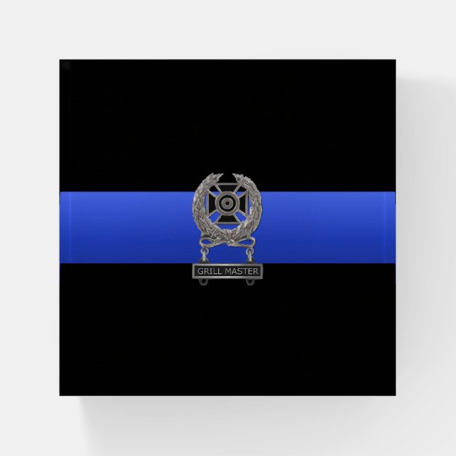 Thin Blue Line Funny Grill Master Medal Paperweigh Paperweight (Front)