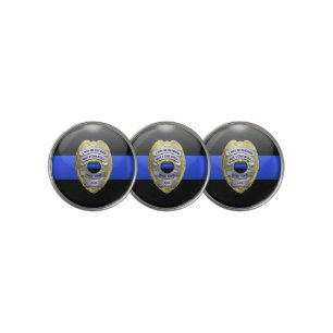 Thin Blue Line Funny Retired Badge Golf Ball Marker