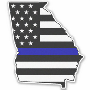 Thin Blue Line Georgia Flag Sticker