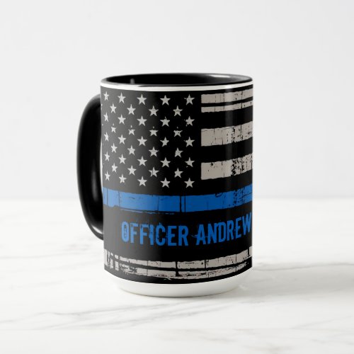 Thin Blue Line Gift _ Law Enforcement USA _ Police Mug