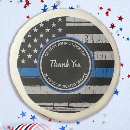 Thin Blue Line Gift _ USA Flag _ Police Retirement Sugar Cookie