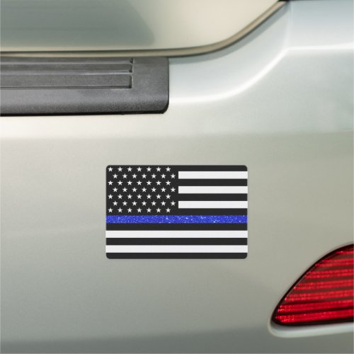 Thin Blue Line Glitter Flag Car Magnet