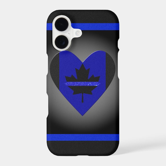 Thin Blue Line Glitter Heart Flag Iphone Case (Back)