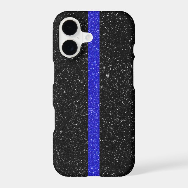 Thin Blue Line Glitter Iphone Case (Back)