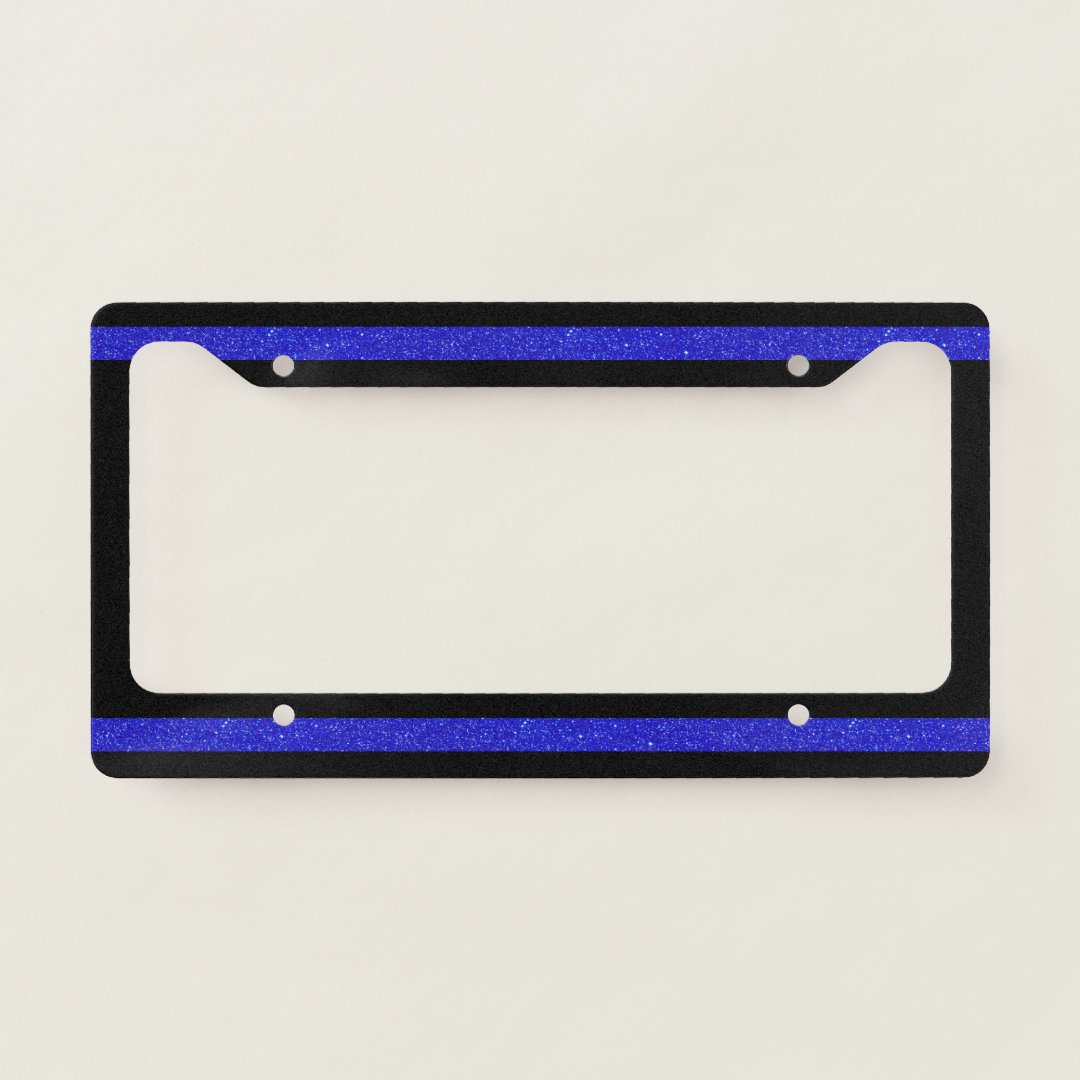 Thin Blue Line Glitter License Plate Frame Zazzle