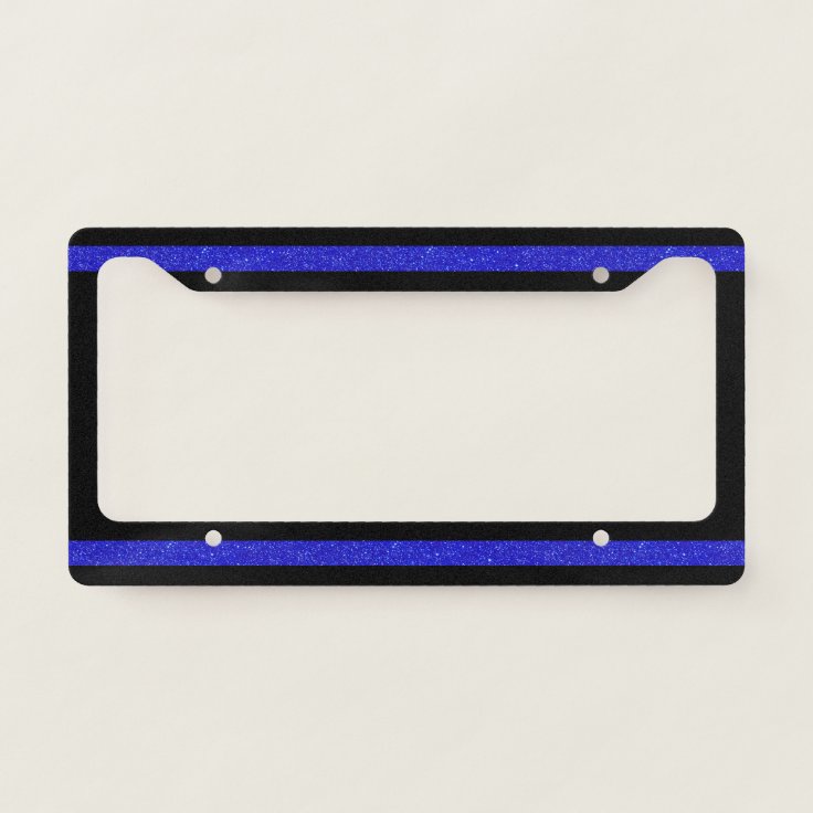 Thin Blue Line Glitter License Plate Frame | Zazzle