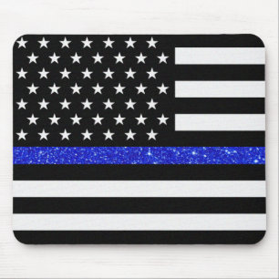 Thin Blue Line Glitter Mouse Pad