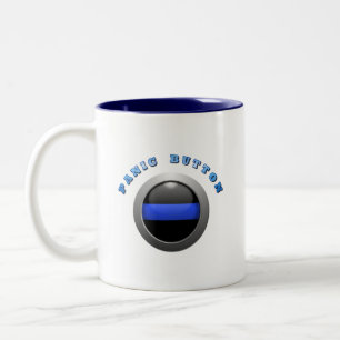 Thin Blue Line Globe & Panic Button Two-Tone Coffee Mug