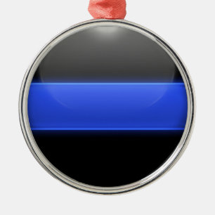 Thin Blue Line Glowing Button Metal Ornament
