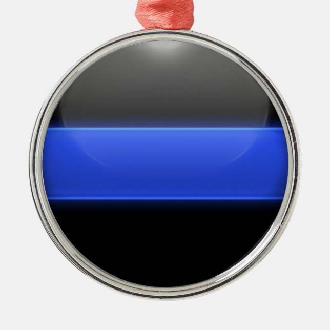 Thin Blue Line Glowing Button Metal Ornament (Front)