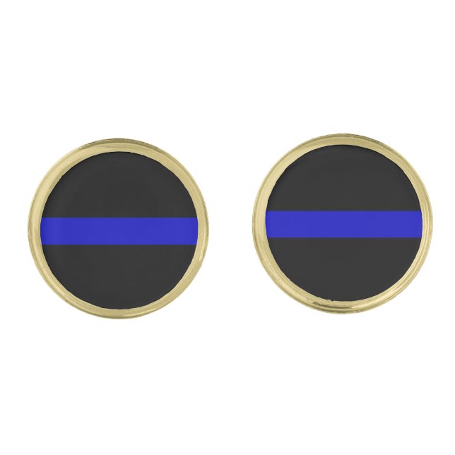 Thin Blue Line Gold Cufflinks (Front)
